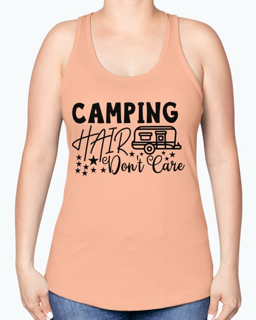 camping hair don't care- Camping-  Racerback Tank